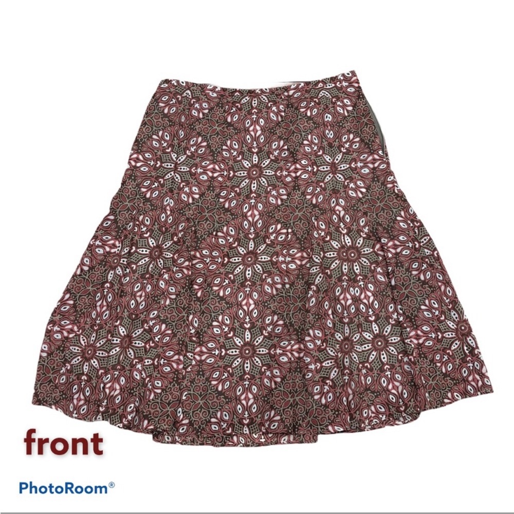 Ann Taylor Loft Petites lined side zip full paneled paisley skirt - Picture 6 of 10